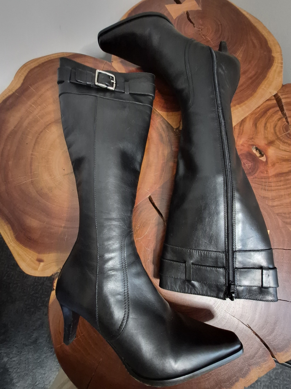 Coach Adrianna Black Leather Knee-High Boots with Buckle - 7.5 - Picture 5 of 8
